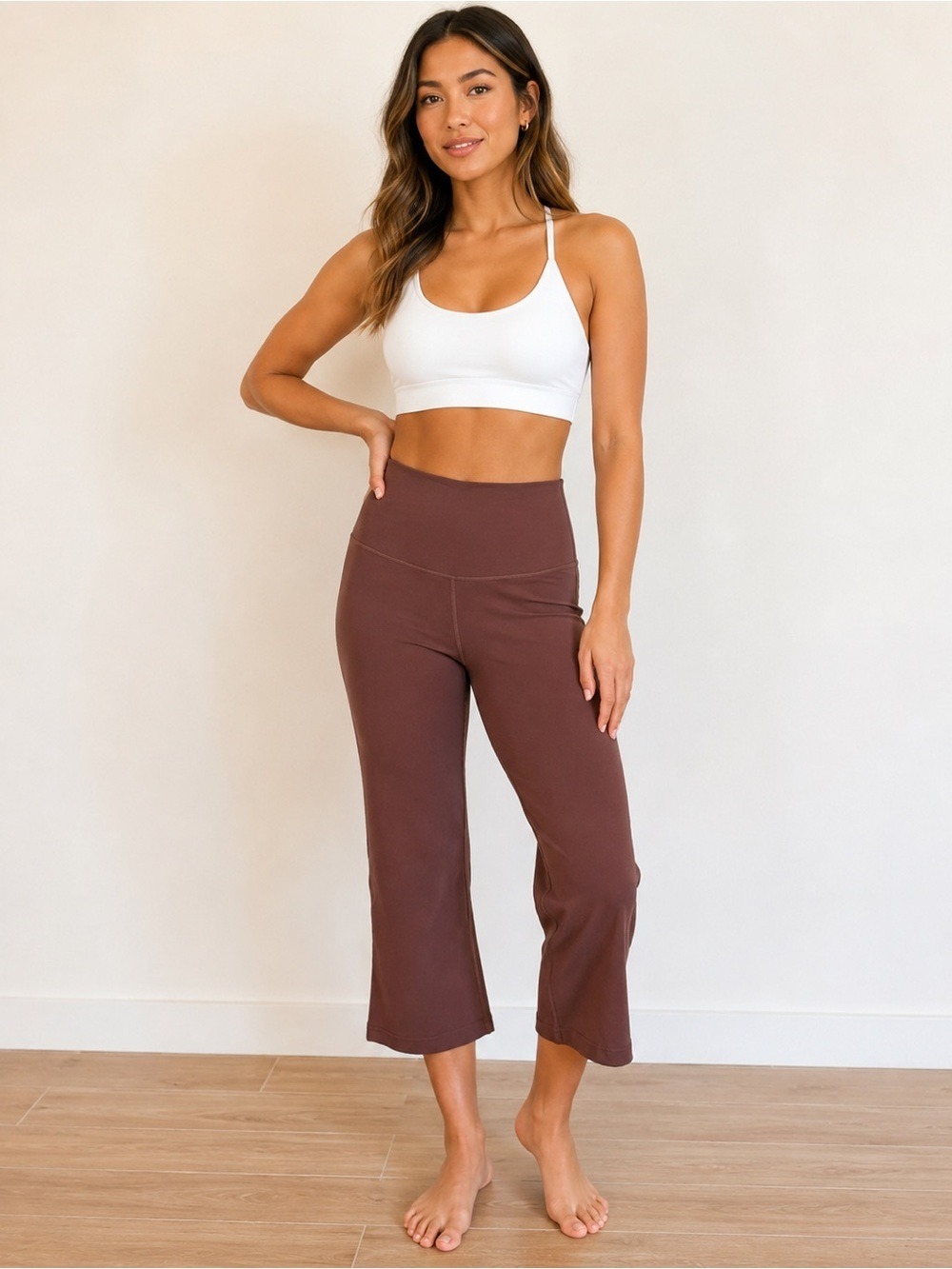 Lululemon High Rise Wide Leg Crop Pants Brown 21” Inseam Size 4